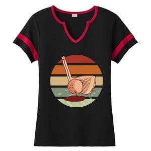 Golf Sunset Retro Ladies Halftime Notch Neck Tee