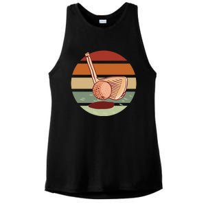 Golf Sunset Retro Ladies PosiCharge Tri-Blend Wicking Tank