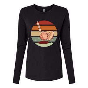 Golf Sunset Retro Womens Cotton Relaxed Long Sleeve T-Shirt