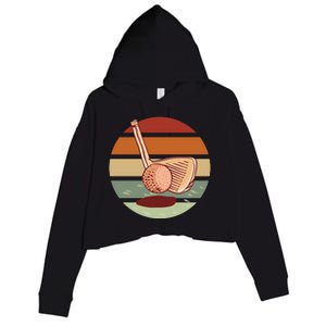 Golf Sunset Retro Crop Fleece Hoodie