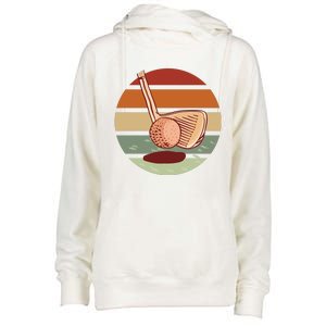 Golf Sunset Retro Womens Funnel Neck Pullover Hood