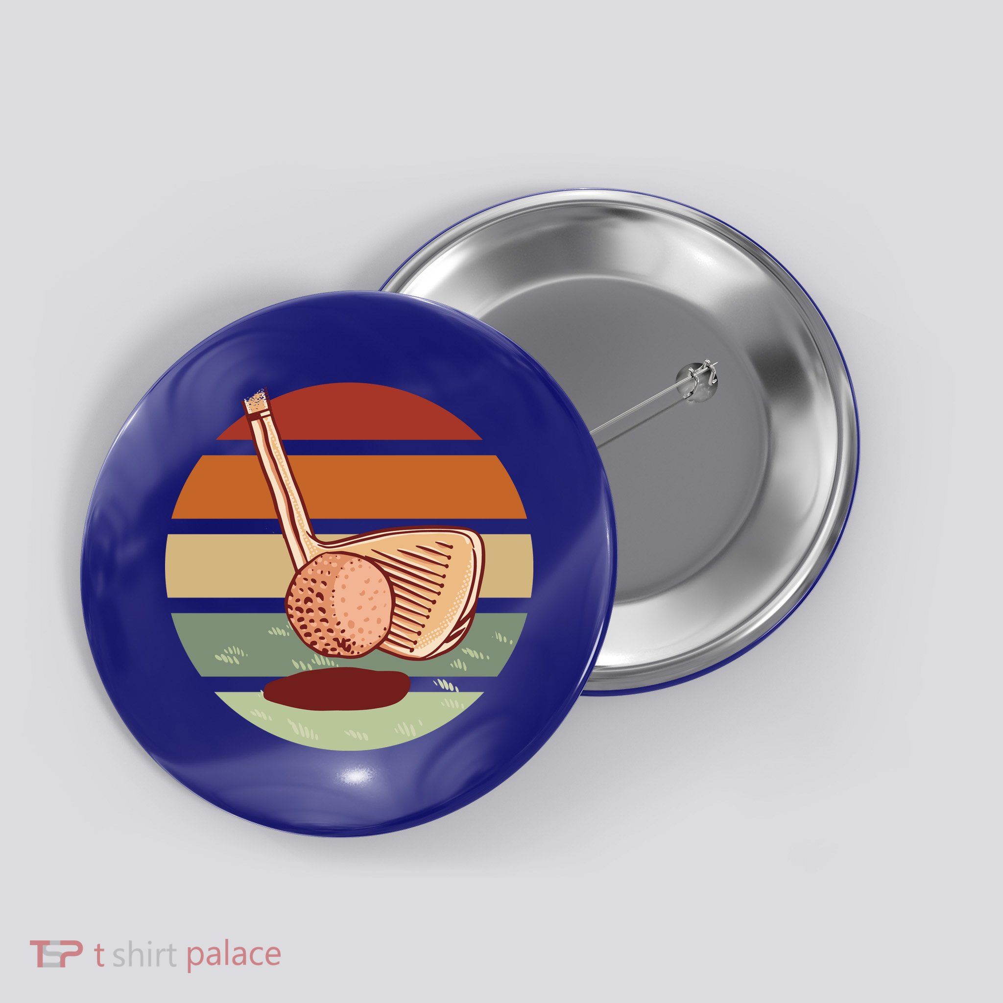 Golf Sunset Retro Button