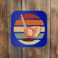 Golf Sunset Retro Coaster