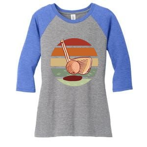 Golf Sunset Retro Women's Tri-Blend 3/4-Sleeve Raglan Shirt