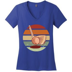 Golf Sunset Retro Women's V-Neck T-Shirt