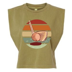 Golf Sunset Retro Garment-Dyed Women's Muscle Tee