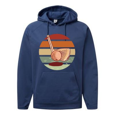 Golf Sunset Retro Performance Fleece Hoodie