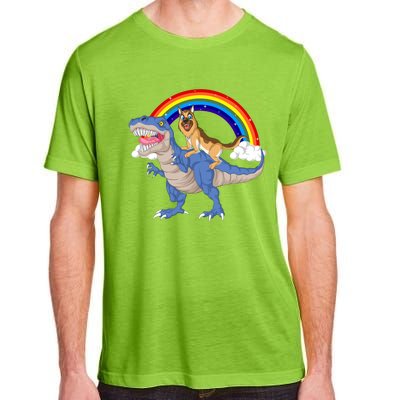 German Shepherd Riding Dinosaur Adult ChromaSoft Performance T-Shirt