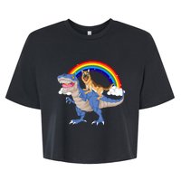 German Shepherd Riding Dinosaur Bella+Canvas Jersey Crop Tee