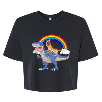 German Shepherd Riding Dinosaur Bella+Canvas Jersey Crop Tee