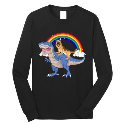 German Shepherd Riding Dinosaur Long Sleeve Shirt