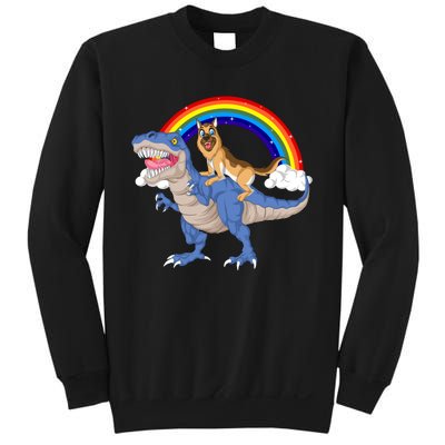 German Shepherd Riding Dinosaur Sweatshirt