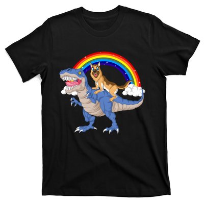 German Shepherd Riding Dinosaur T-Shirt