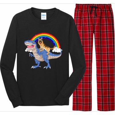 German Shepherd Riding Dinosaur Long Sleeve Pajama Set