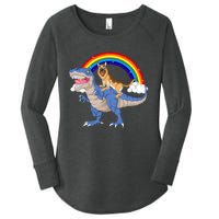 German Shepherd Riding Dinosaur Women's Perfect Tri Tunic Long Sleeve Shirt