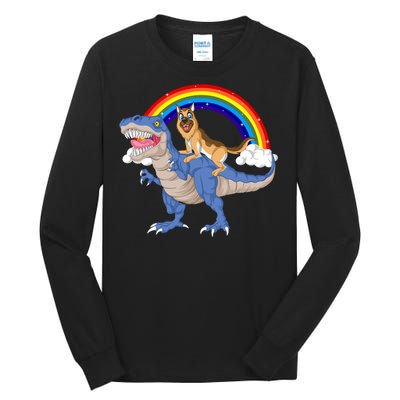 German Shepherd Riding Dinosaur Tall Long Sleeve T-Shirt