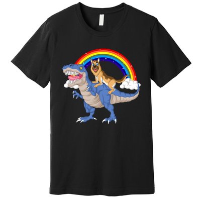 German Shepherd Riding Dinosaur Premium T-Shirt