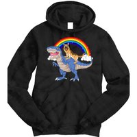 German Shepherd Riding Dinosaur Tie Dye Hoodie