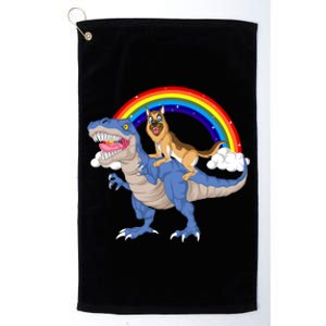 German Shepherd Riding Dinosaur Platinum Collection Golf Towel