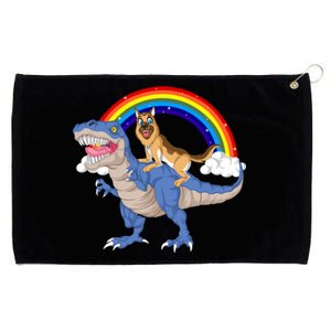 German Shepherd Riding Dinosaur Grommeted Golf Towel