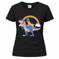 German Shepherd Riding Dinosaur Women's T-Shirt