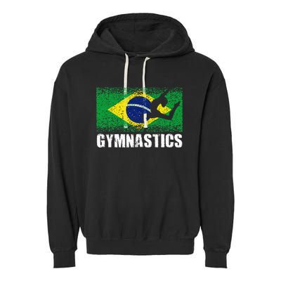 Gymnastics Sport Retro Brazil Flag Brazilian Gymnast Garment-Dyed Fleece Hoodie