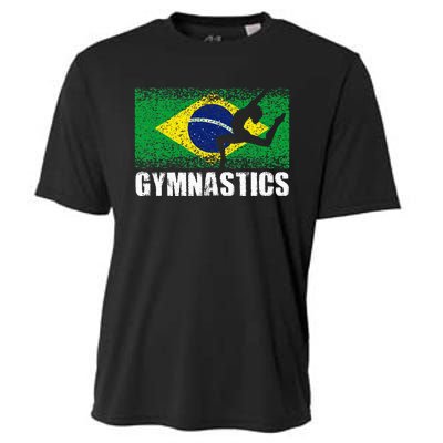 Gymnastics Sport Retro Brazil Flag Brazilian Gymnast Cooling Performance Crew T-Shirt