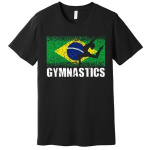 Gymnastics Sport Retro Brazil Flag Brazilian Gymnast Premium T-Shirt