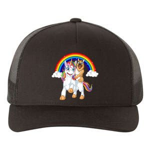 German Shepherd Riding Unicorn Yupoong Adult 5-Panel Trucker Hat