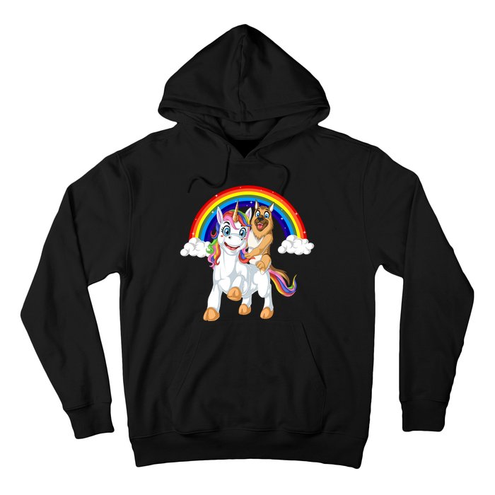 German Shepherd Riding Unicorn Hoodie