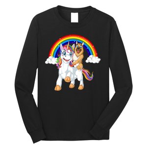 German Shepherd Riding Unicorn Long Sleeve Shirt