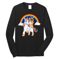 German Shepherd Riding Unicorn Long Sleeve Shirt