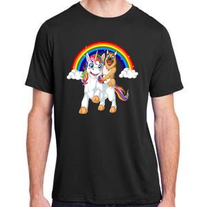 German Shepherd Riding Unicorn Adult ChromaSoft Performance T-Shirt