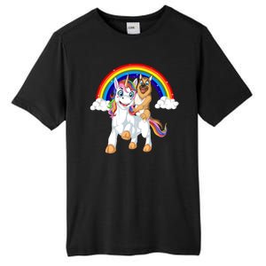 German Shepherd Riding Unicorn Tall Fusion ChromaSoft Performance T-Shirt