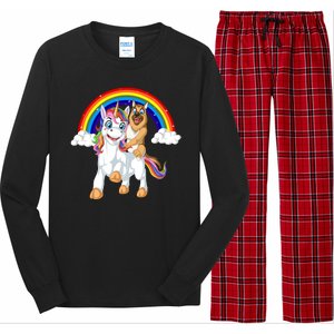 German Shepherd Riding Unicorn Long Sleeve Pajama Set