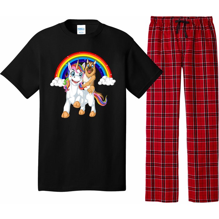 German Shepherd Riding Unicorn Pajama Set