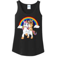 German Shepherd Riding Unicorn Ladies Essential Tank