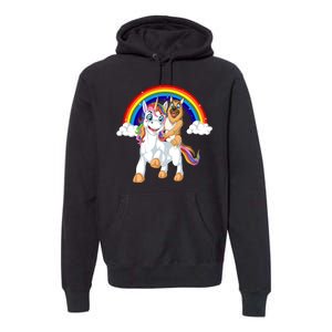 German Shepherd Riding Unicorn Premium Hoodie