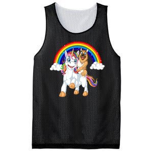 German Shepherd Riding Unicorn Mesh Reversible Basketball Jersey Tank