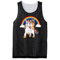 German Shepherd Riding Unicorn Mesh Reversible Basketball Jersey Tank