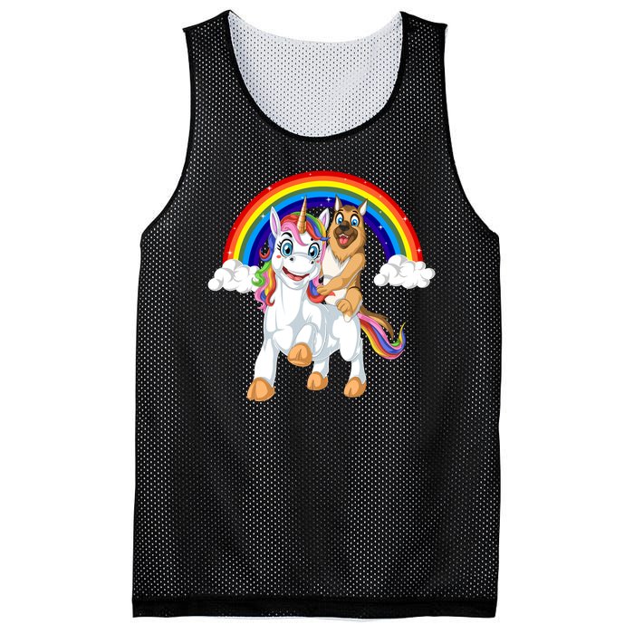 German Shepherd Riding Unicorn Mesh Reversible Basketball Jersey Tank