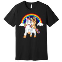 German Shepherd Riding Unicorn Premium T-Shirt