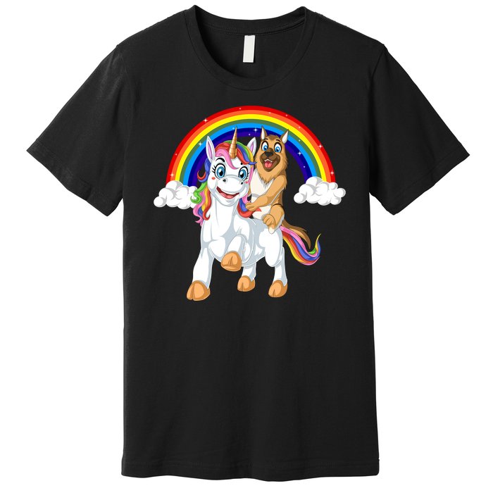 German Shepherd Riding Unicorn Premium T-Shirt