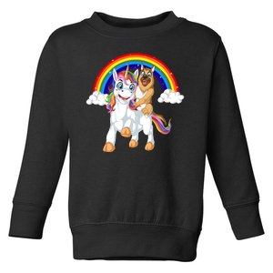 German Shepherd Riding Unicorn Toddler Sweatshirt