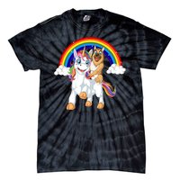 German Shepherd Riding Unicorn Tie-Dye T-Shirt