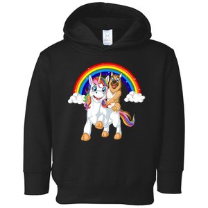 German Shepherd Riding Unicorn Toddler Hoodie