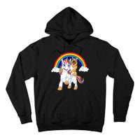 German Shepherd Riding Unicorn Tall Hoodie