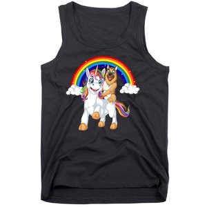 German Shepherd Riding Unicorn Tank Top