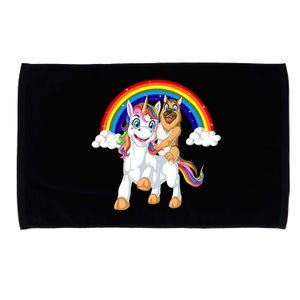 German Shepherd Riding Unicorn Microfiber Hand Towel