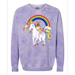 German Shepherd Riding Unicorn Colorblast Crewneck Sweatshirt